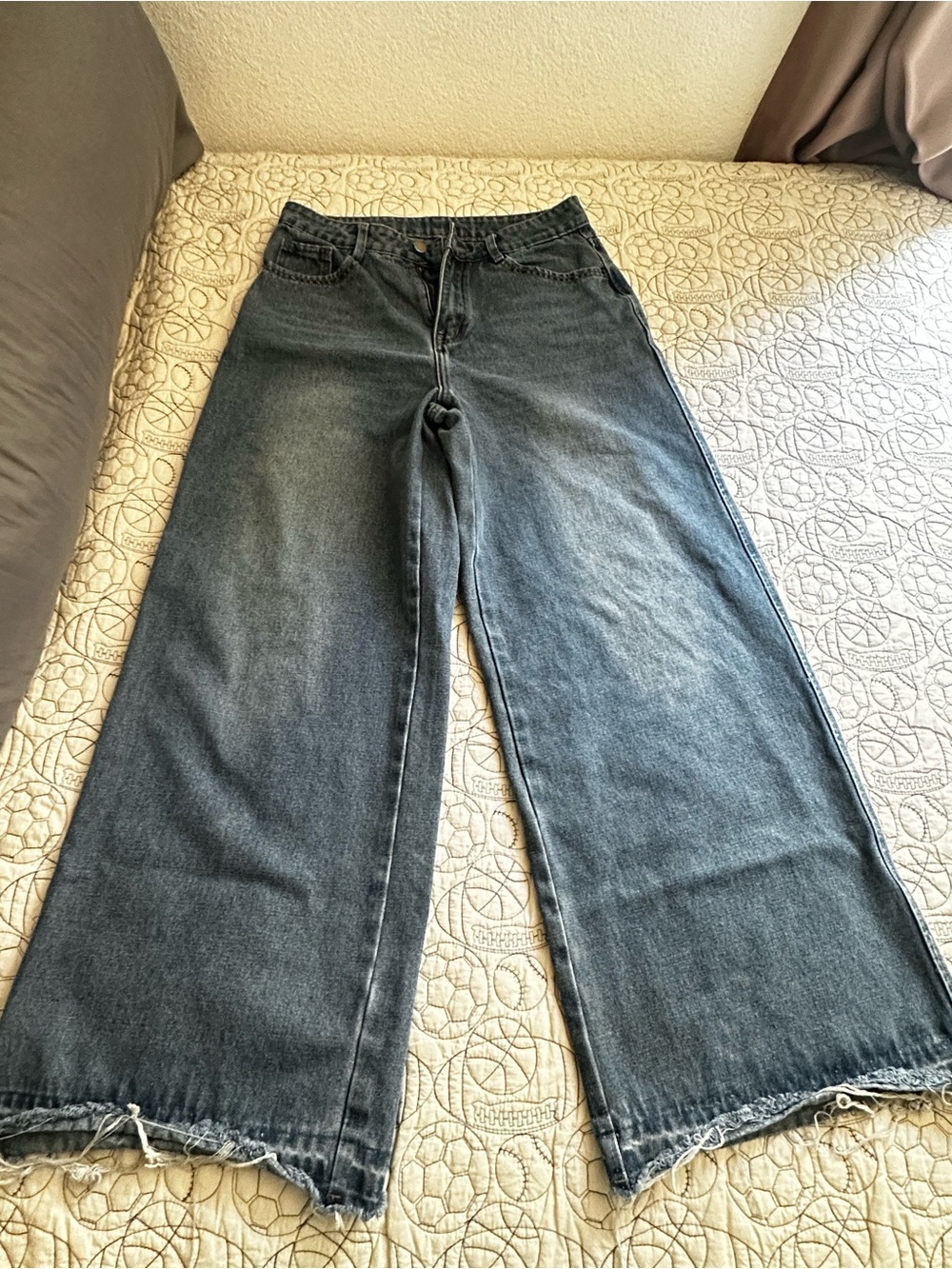 High-Rise Wide Leg Jeans in Washed Black Denim
